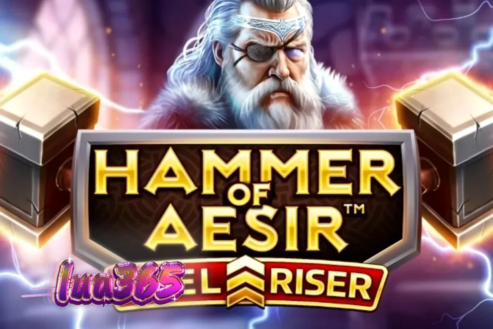 Interface do jogo de slot Hammer of Aesir com tema nórdico